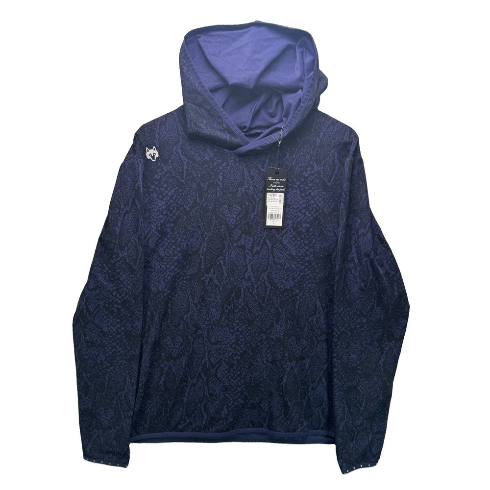 Greyson Colorado Hoodie Mens Medium Blue Wolf Scales AOP Golf Performance NWT